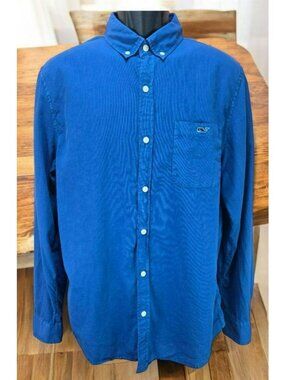 Vineyard Vines Slim Fit Tucker Blue Silk Shirt Size Medium